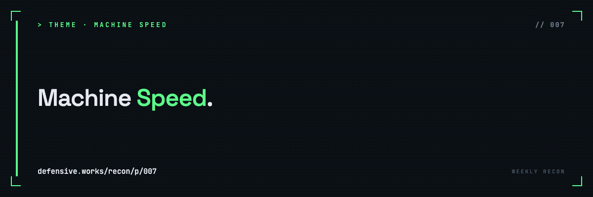 Weekly Recon #7: Machine Speed